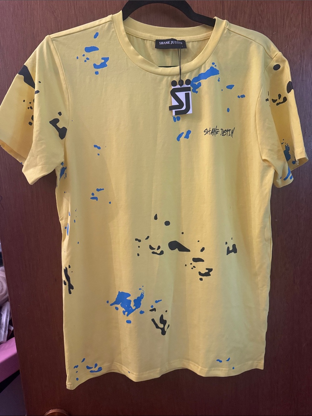 Shane Justin Yellow Paint-Splash Short Sleeve Tee
